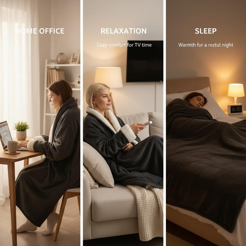 [Black Friday] Cosybay Wearable Electric Heated Blanket with Sleeves & Foot Pockets 50X70 Inch Flannel Sherpa Blanket for Adults Heated Blanket with 1-12 Hours Auto-Off & 10 Heat Settings Electric Heating for Bedroom Home,Christmas Gift