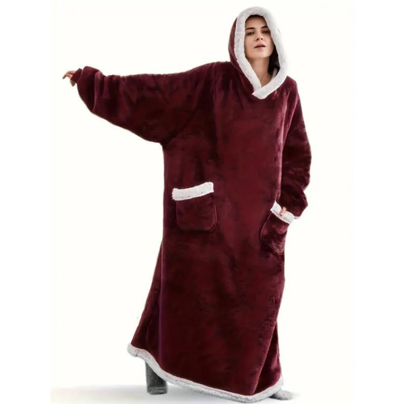 Large Christmas Gift Flannel Blanket Hoodie, Soft Warm Comfortable One-Piece Design, Ideal for Adults and Teens, Winter Home Wear, Cozy Hooded Blanket