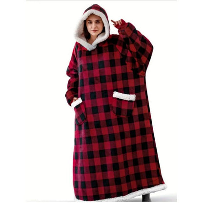 Large Christmas Gift Flannel Blanket Hoodie, Soft Warm Comfortable One-Piece Design, Ideal for Adults and Teens, Winter Home Wear, Cozy Hooded Blanket