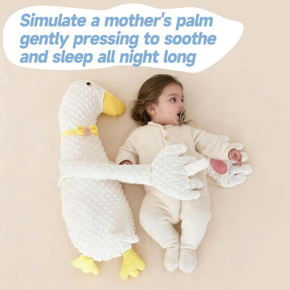 Baby Soothing Hugging Pillow Soft Cotton Animal-Shaped Sleep Aid Cushion with Gentle Patting Cute Big White Goose Design for Infant Comfort