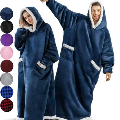 Large Christmas Gift Flannel Blanket Hoodie, Soft Warm Comfortable One-Piece Design, Ideal for Adults and Teens, Winter Home Wear, Cozy Hooded Blanket