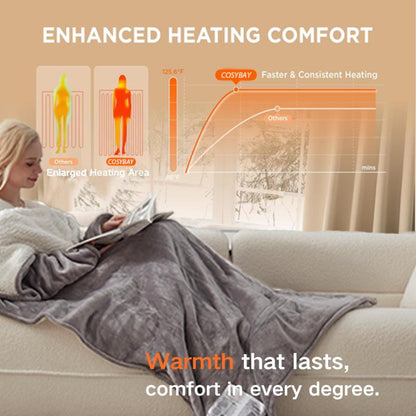[Black Friday] Cosybay Wearable Electric Heated Blanket with Sleeves & Foot Pockets 50X70 Inch Flannel Sherpa Blanket for Adults Heated Blanket with 1-12 Hours Auto-Off & 10 Heat Settings Electric Heating for Bedroom Home,Christmas Gift